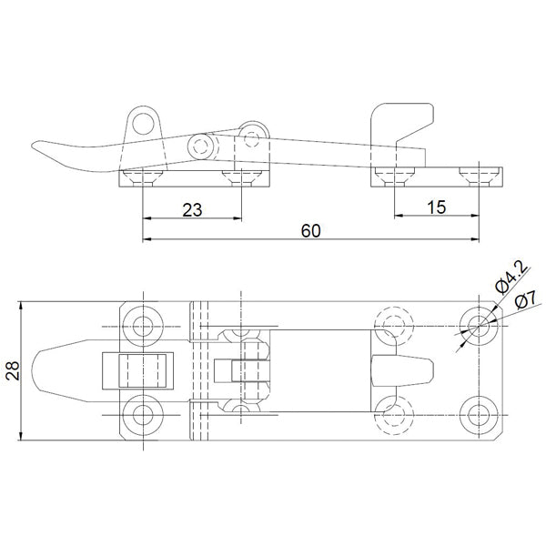 Spændeoverfald med låsebeslag 95x28mm støbt RF