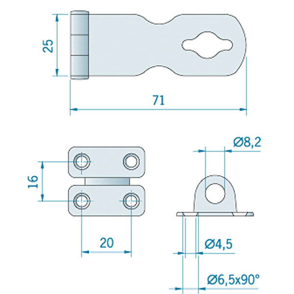 Roca låseoverfald RF, 71x25mm
