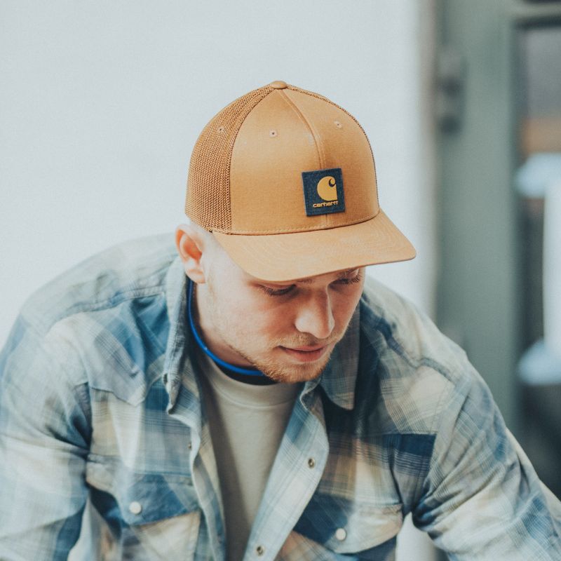 Carhartt U Twill Mesh Back Logo Patch Cap Brown