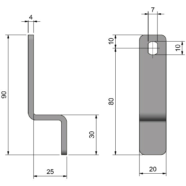Roca rigel til dørkbeslag RF, vinkel