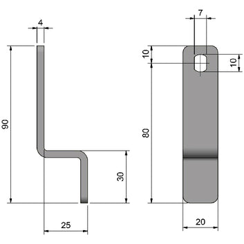 Roca rigel til dørkbeslag RF, vinkel