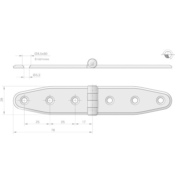 Roca hængsel RF, 156x30mm