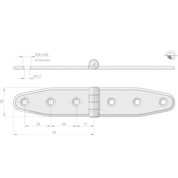Roca hængsel RF, 156x30mm