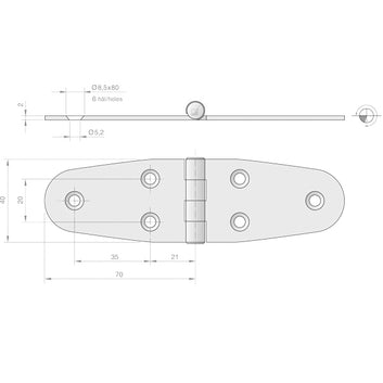 Roca hængsel RF, 140x40mm