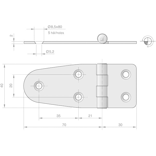 Roca hængsel RF, 100x40mm