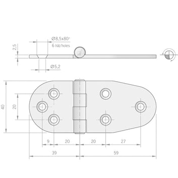 Roca hængsel RF, 98x40mm