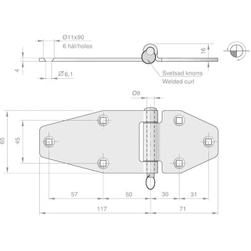 Roca hængsel RF, 188x65mm