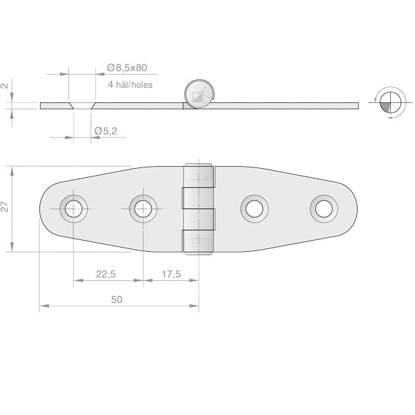 Roca hængsel RF, 100x30mm