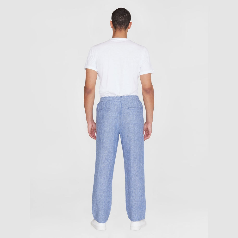 Knowledge Cotton Apparel M FIG Loose Linen Pants Moonlight Blue