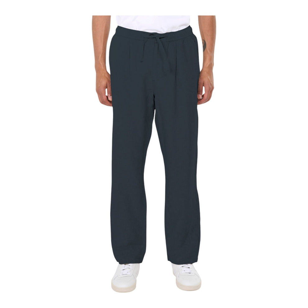 Knowledge Cotton Apparel M Fig Loose Linen Pants 1450 Yarndyed - Total Eclipse