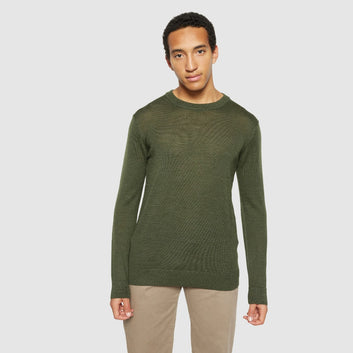 Knowledge Cotton Apparel M Regular Merino Knit Crew Neck - Rws 1090 Forrest Night