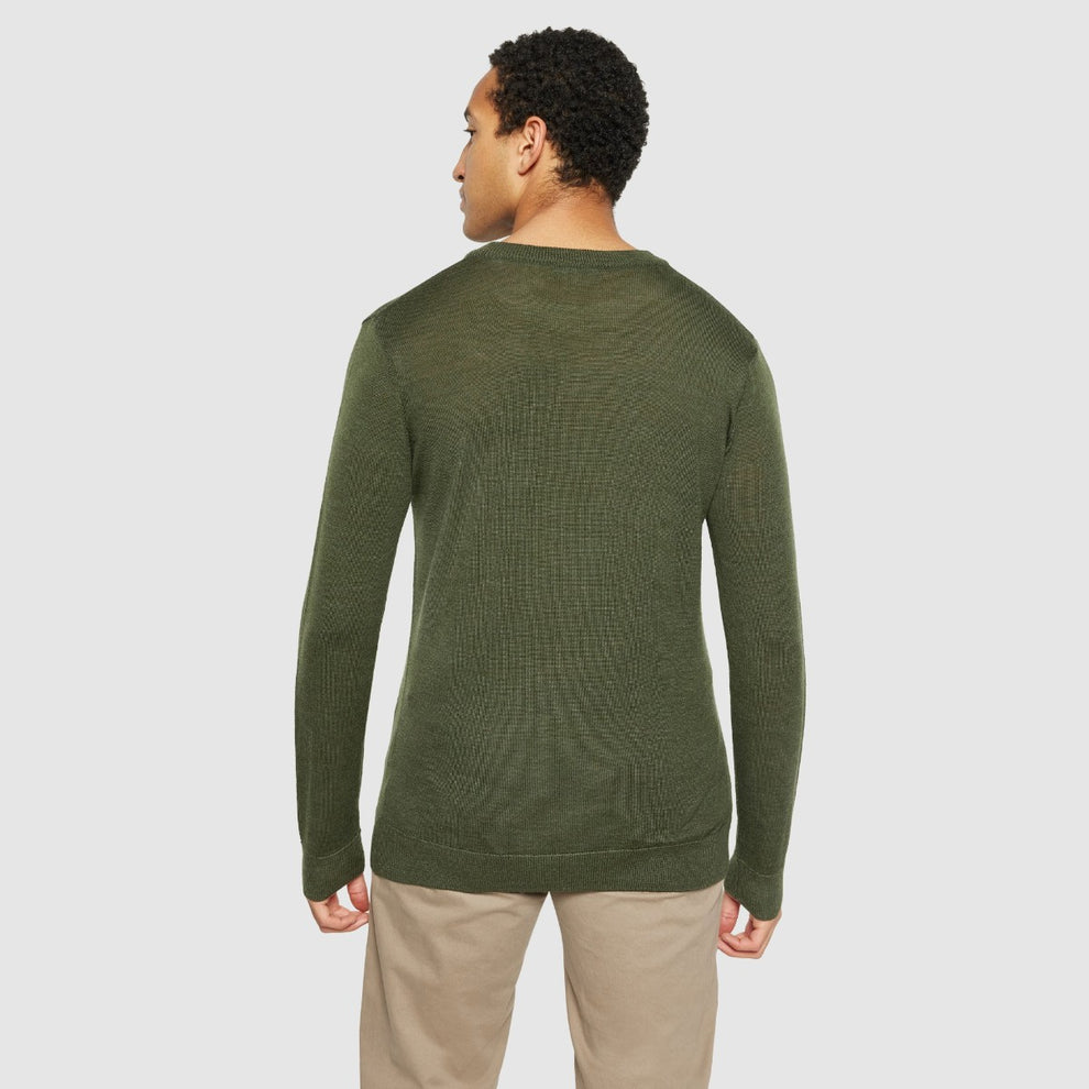 Knowledge Cotton Apparel M Regular Merino Knit Crew Neck - Rws 1090 Forrest Night