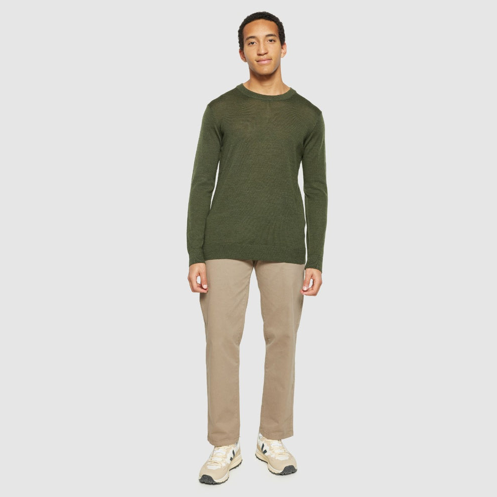 Knowledge Cotton Apparel M Regular Merino Knit Crew Neck - Rws 1090 Forrest Night