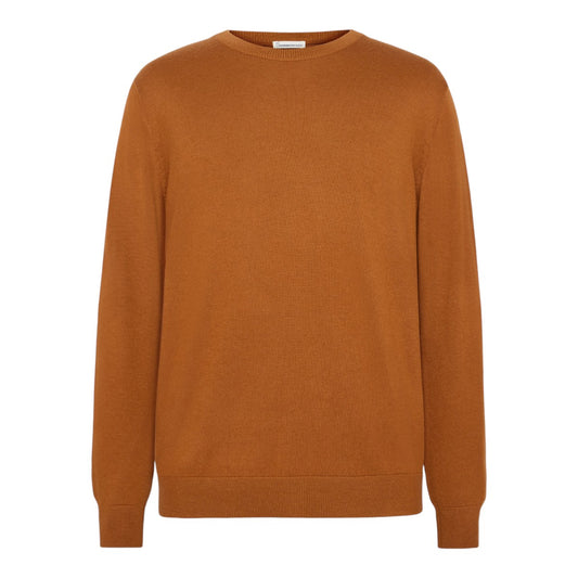 Knowledge Cotton Apparel M Regular Merino Knit Crew Neck - Rws 1485 Pumpkin Spice