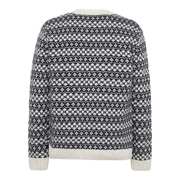 Knowledge Cotton Apparel M Lambswool Crew Neck Knit Rws 8021 Blue Stripe