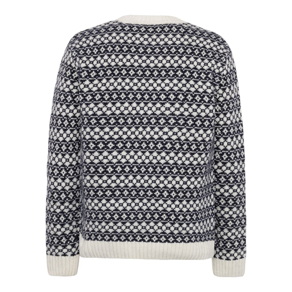Knowledge Cotton Apparel M Lambswool Crew Neck Knit Rws 8021 Blue Stripe