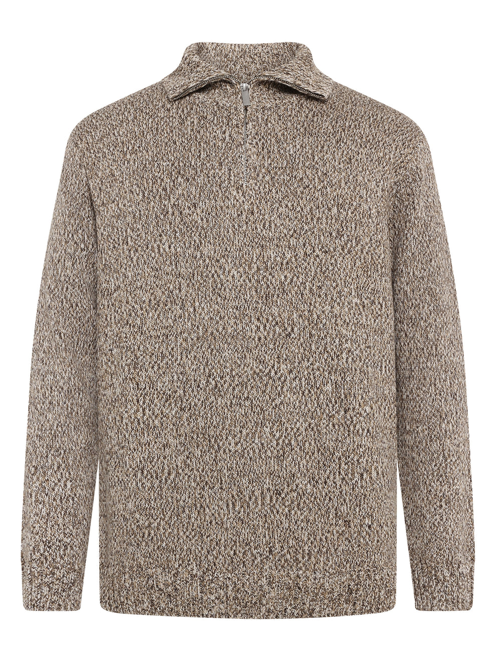 Knowledge Cotton Apparel M Quater Zip Sweater 5003 Brown Multi