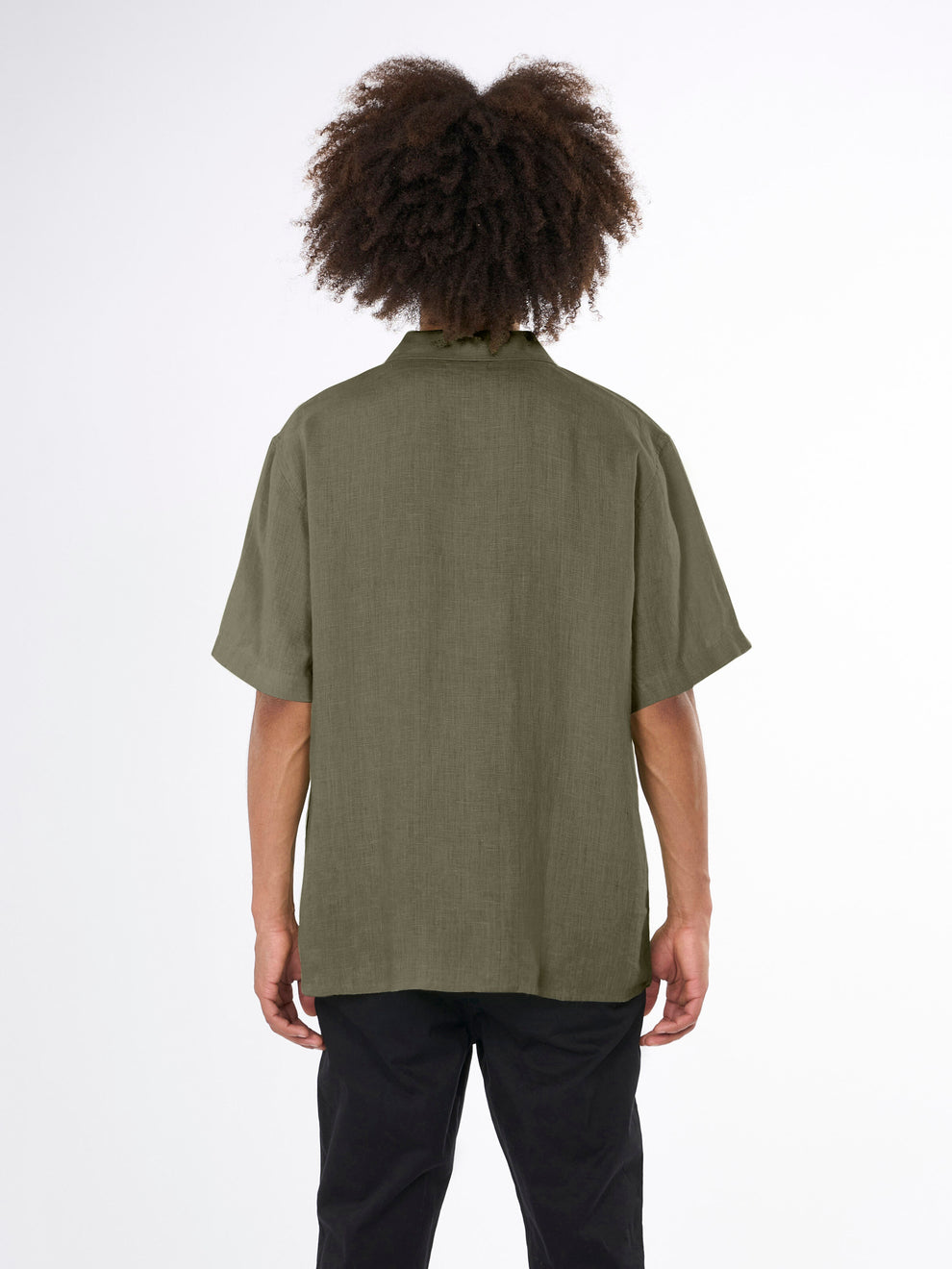 Knowledge Cotton Apparel M Relaxed Linen SL Shirt Burned Olive