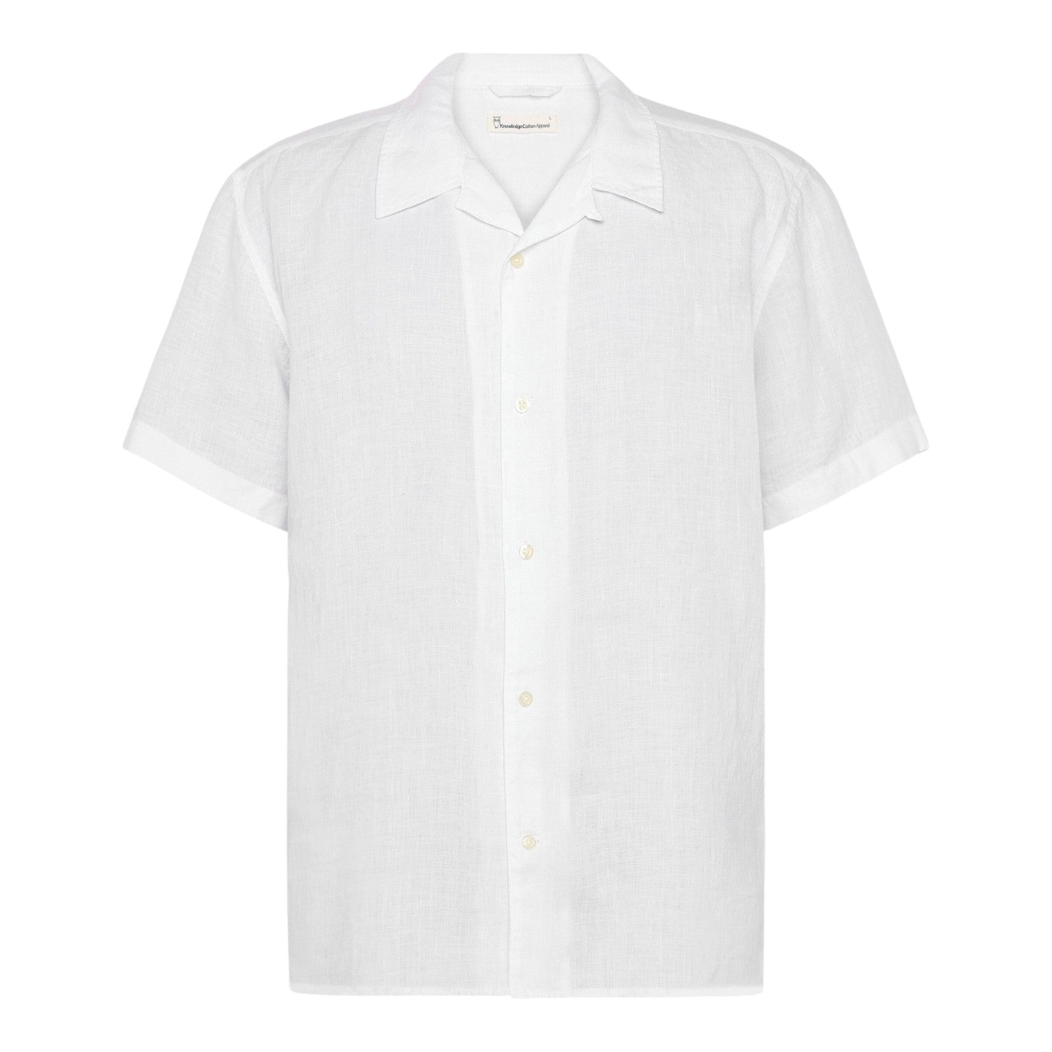 Knowledge Cotton Apparel M Box Short Sleeve Linen Shirt 1010 Bright White