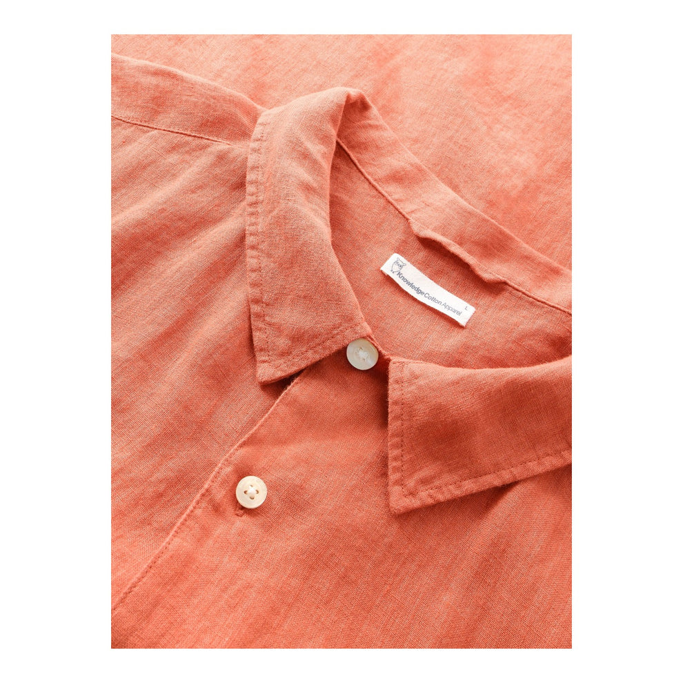 Knowledge Cotton Apparel M Box Short Sleeve Linen Shirt Langoustino