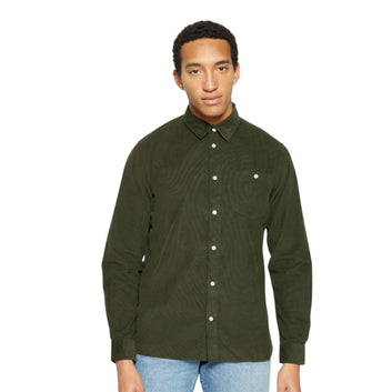 Knowledge Cotton Apparel M Organic Cotton Corduroy Shirt Gots 1090 Forrest Night