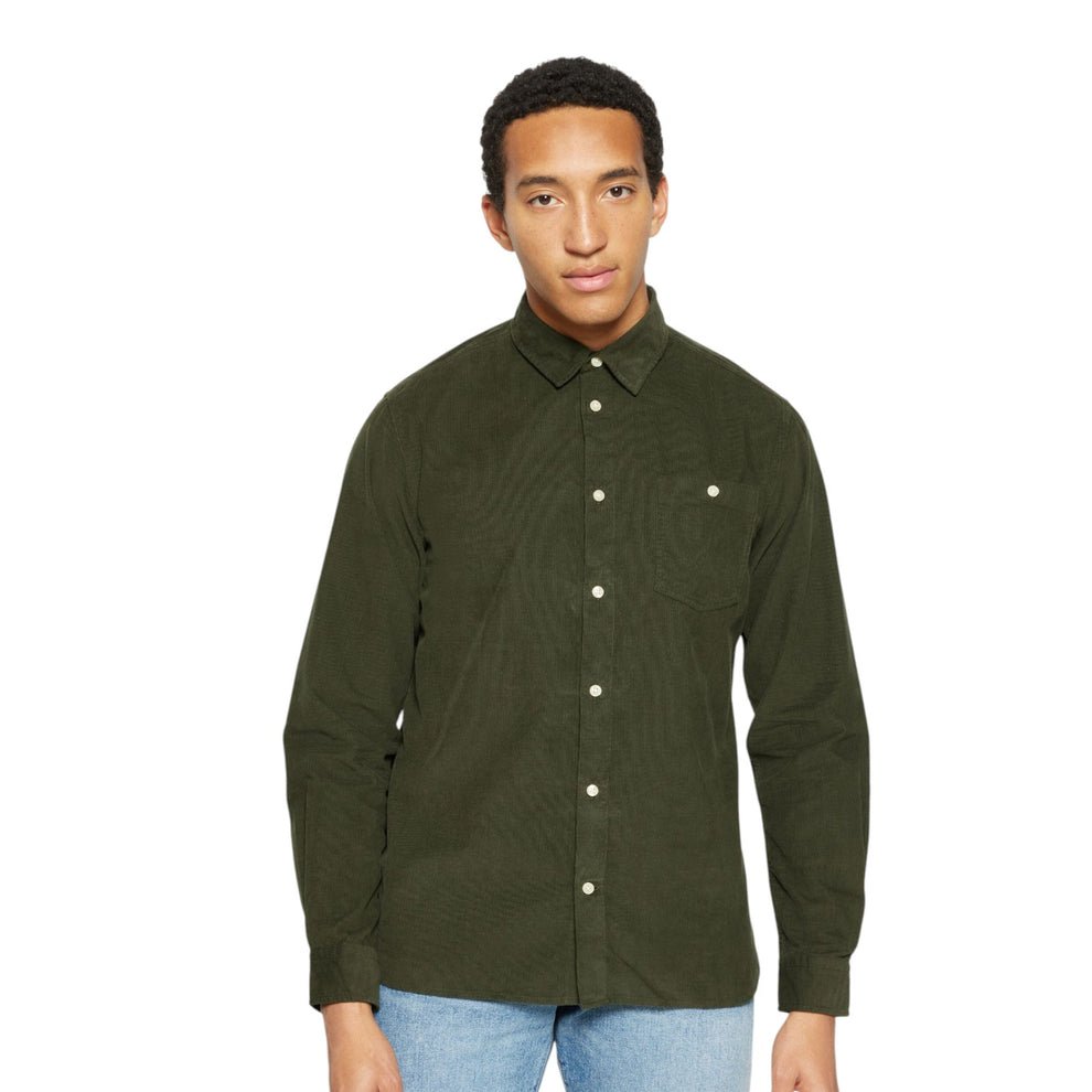 Knowledge Cotton Apparel M Organic Cotton Corduroy Shirt Gots 1090 Forrest Night