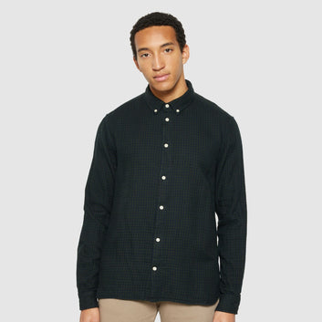 Knowledge Cotton Apparel M Organic Cotton Checked Shirt Gots 7023 Green Check