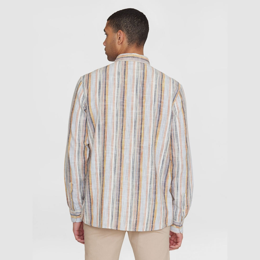 Knowledge Cotton Apparel M Loose Linen Shirt Multicolored Striped