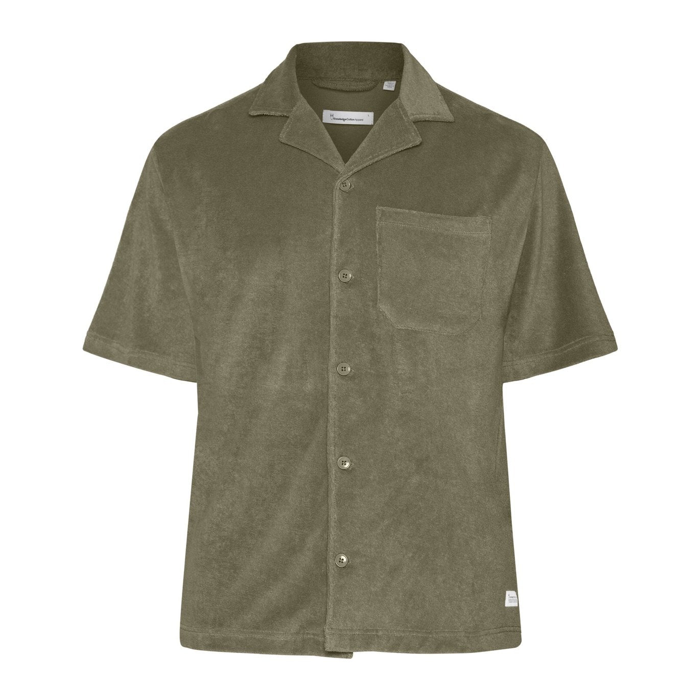 Knowledge Cotton Apparel M Terry Loose Fit Short Sleeve Shirt Burned Olive