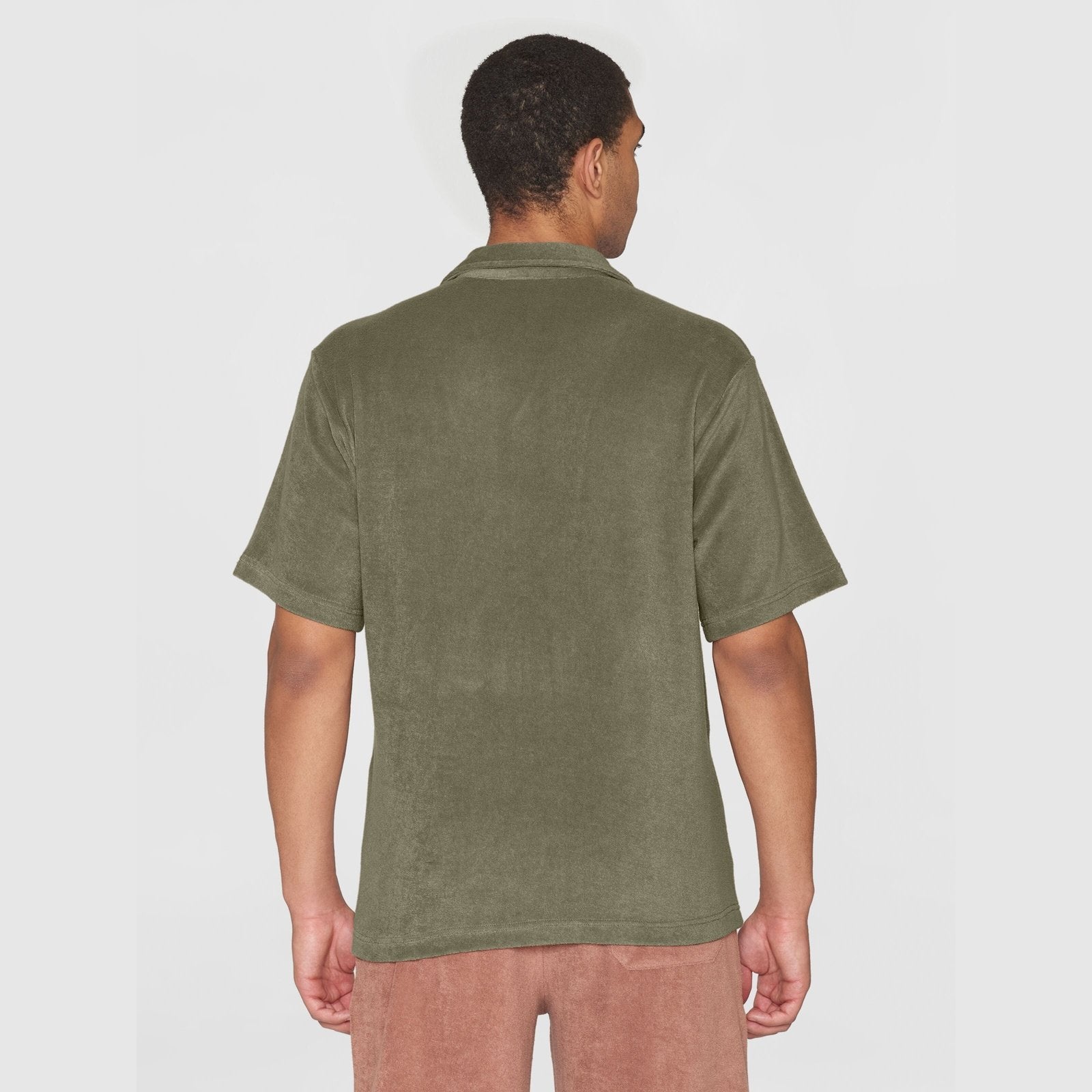 Knowledge Cotton Apparel M Terry Loose Fit Short Sleeve Shirt Burned Olive