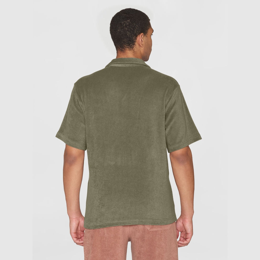 Knowledge Cotton Apparel M Terry Loose Fit Short Sleeve Shirt Burned Olive