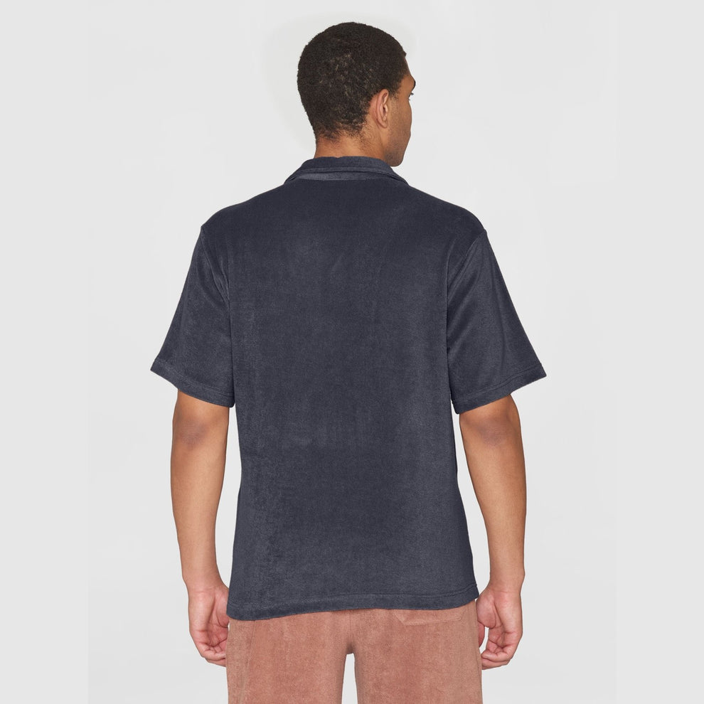 Knowledge Cotton Apparel M Terry Loose Fit Short Sleeve Shirt Night Sky