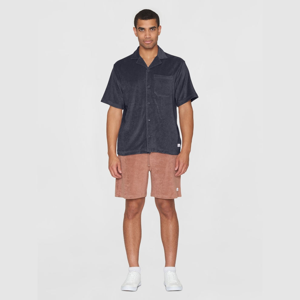 Knowledge Cotton Apparel M Terry Loose Fit Short Sleeve Shirt Night Sky