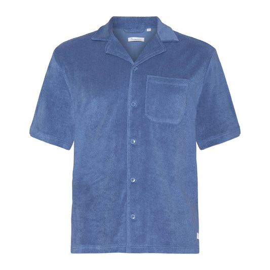 Knowledge Cotton Apparel M Terry Loose Fit Short Sleeve Shirt Moonligt Blue