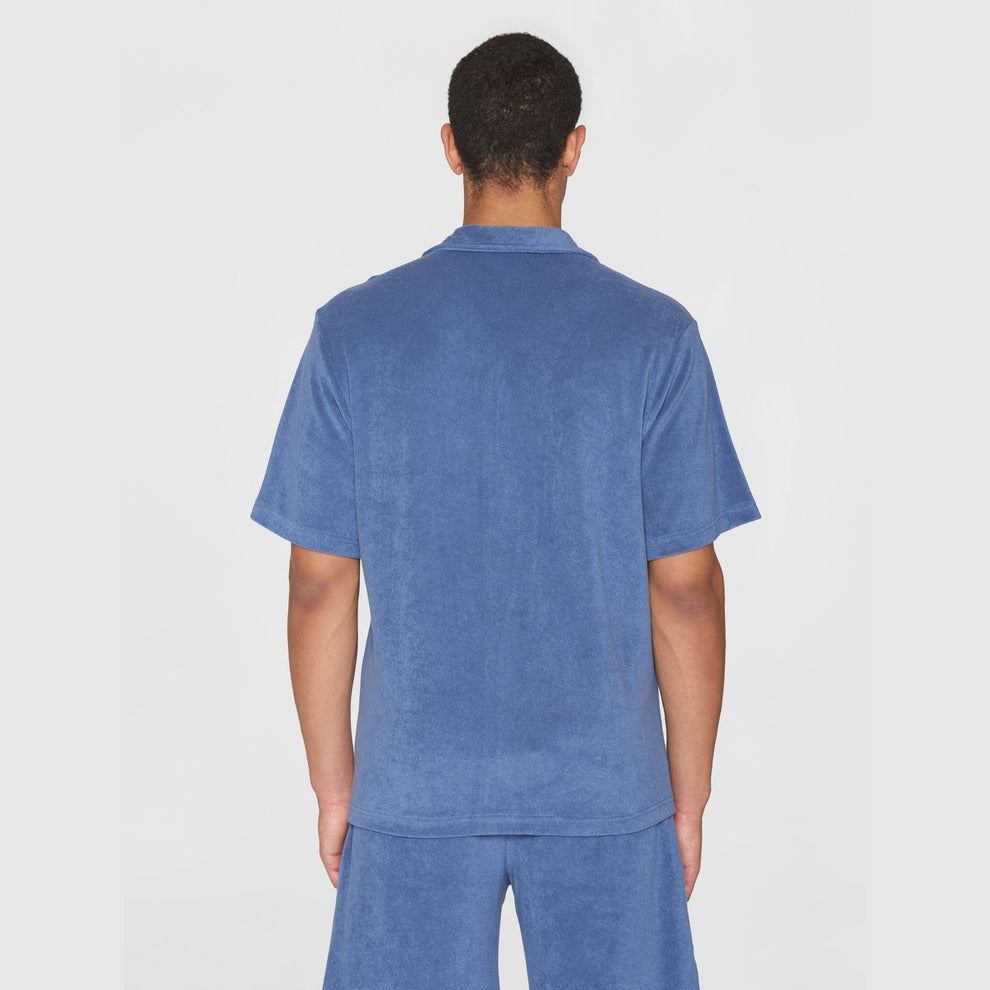 Knowledge Cotton Apparel M Terry Loose Fit Short Sleeve Shirt Moonligt Blue
