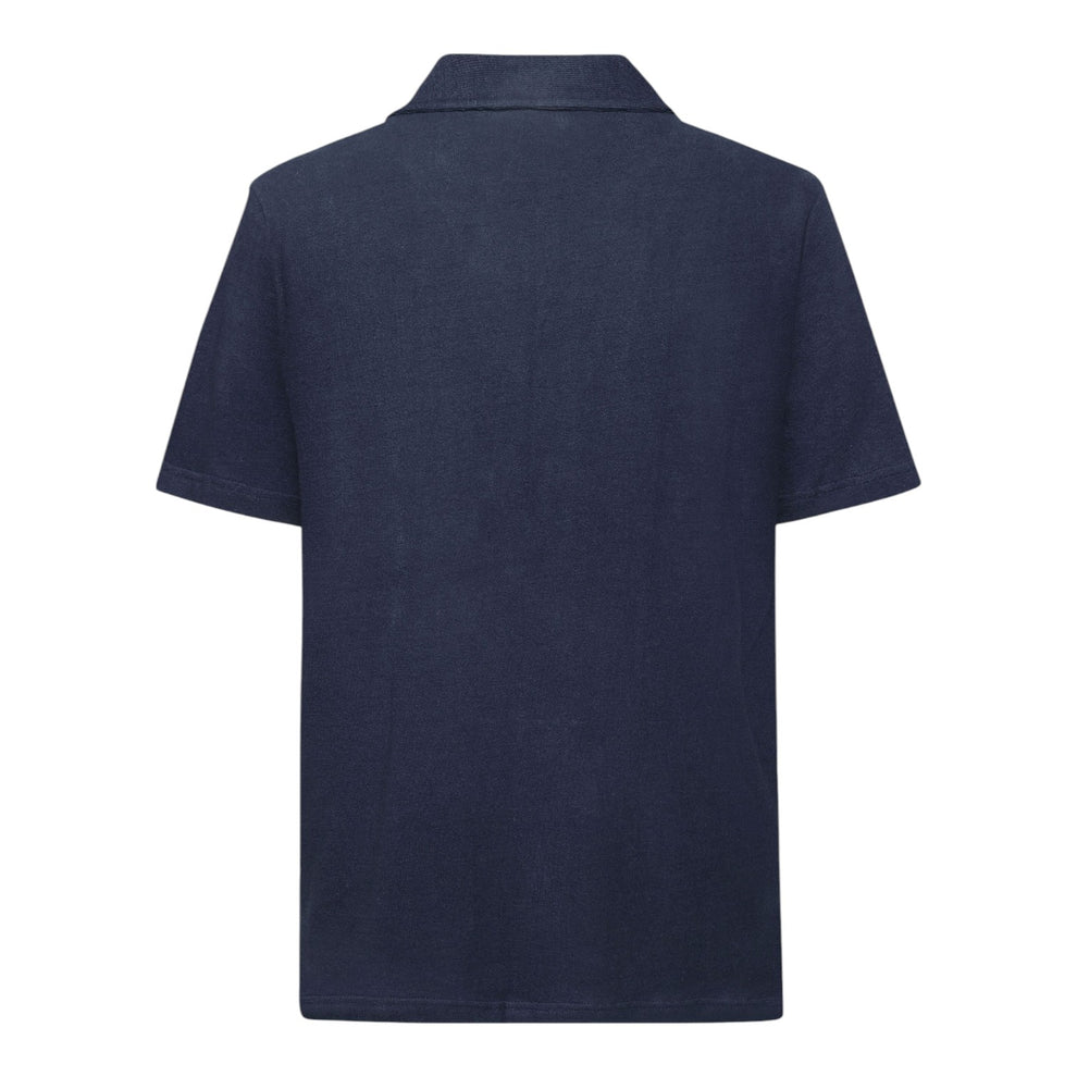 Knowledge Cotton Apparel M Box Fit Short Sleeve Bouclé Shirt 1412 Night Sky