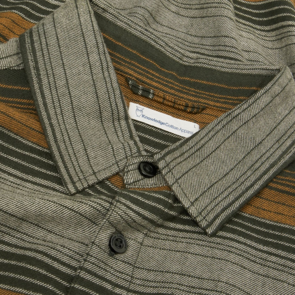 Knowledge Cotton Apparel M Organic Cotton Checked Flannel Shirt Gots 8023 Green Stripe