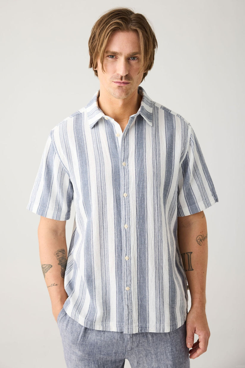 Knowledge Cotton Apparel M Organic Cotton Striped Shirt Gots/Vegan 8021 Blue Stripe