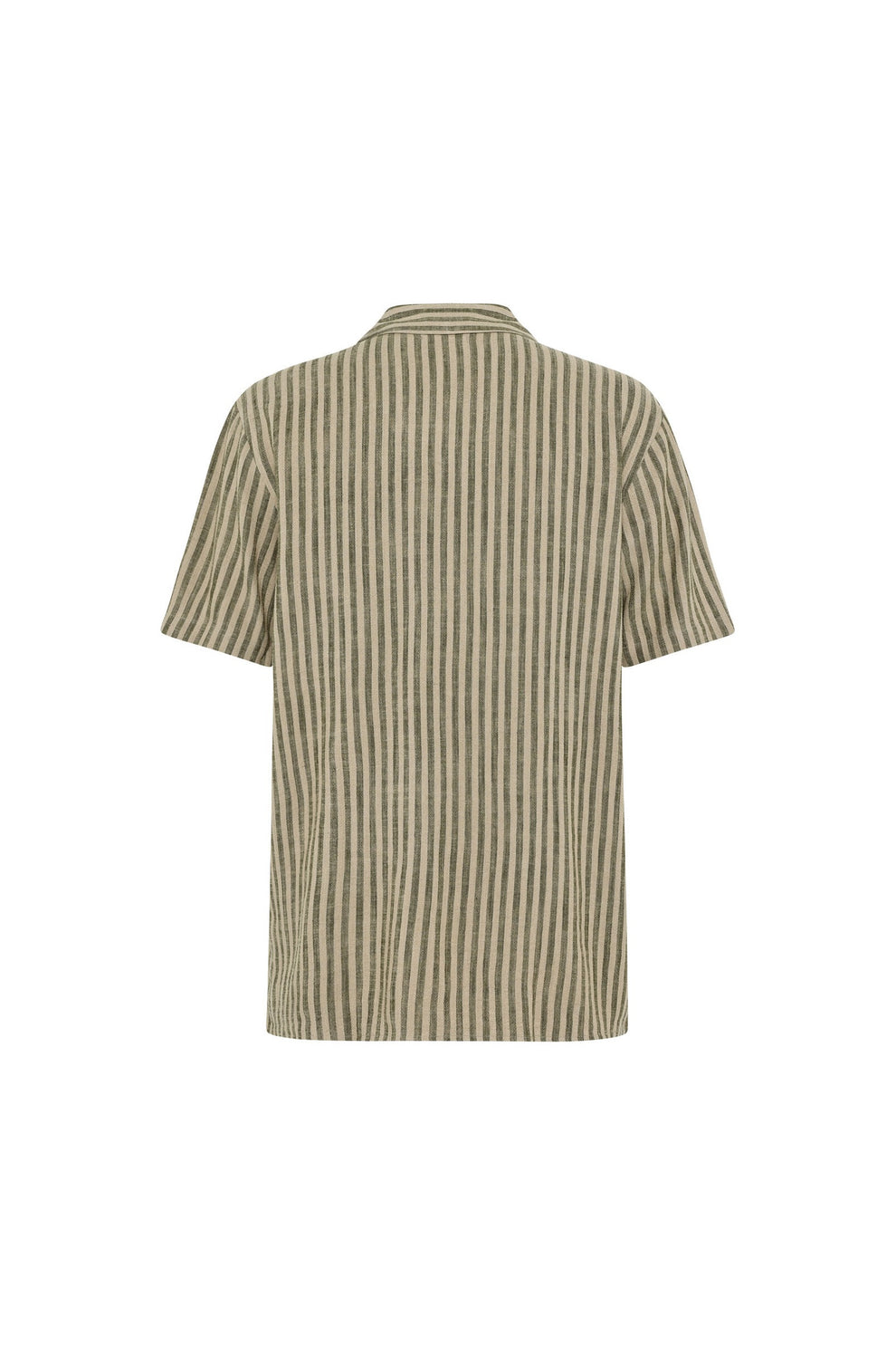 Knowledge Cotton Apparel M Linen-Mix Striped Shirt Vegan 8023 Green Stripe
