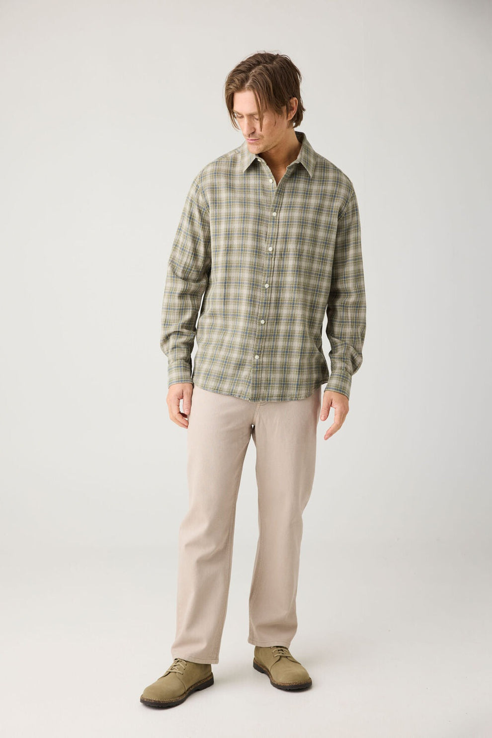 Knowledge Cotton Apparel M Organic Cotton Checked Shirt Gots/Vegan 7030 Beige Check