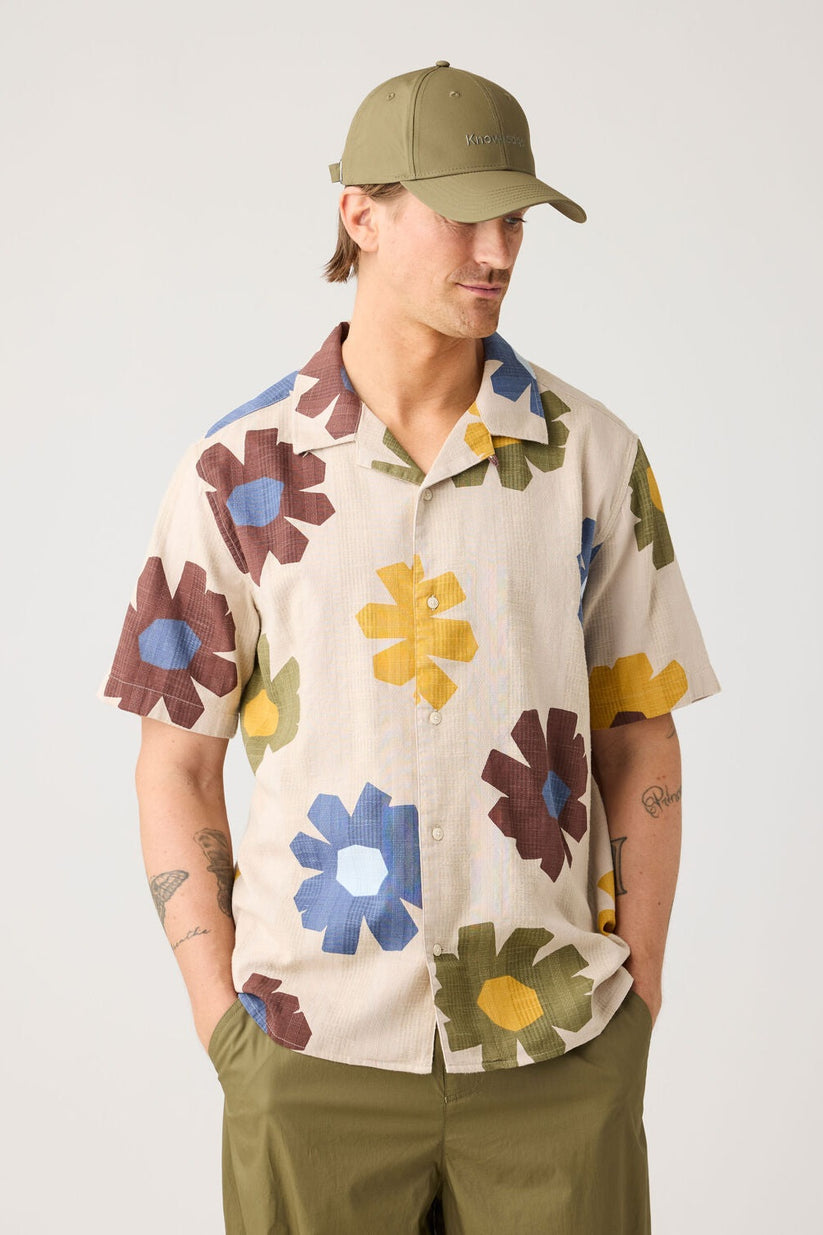 Knowledge Cotton Apparel M Box Fit Short Sleeve Aop Structure Shirt - Gots/Vegan 9932 Multi Color Aop