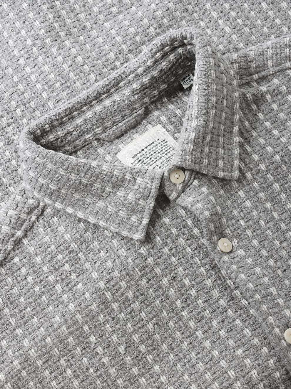 Knowledge Cotton Apparel M Breeze Comfort Structure Short Sleeve Shirt 8031 Grey Stripe