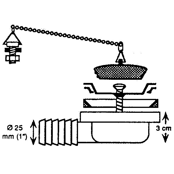 Barka bundfitting, komplet vinkelafløb