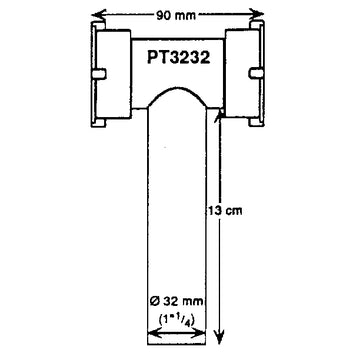 Barka T-adaptor -indv. 32 x udv. 32 mm