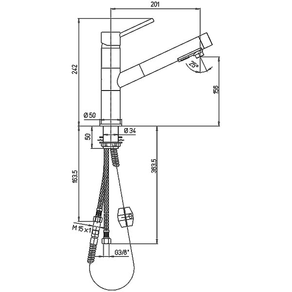 FS etgrebs blandingsbatteri med brus