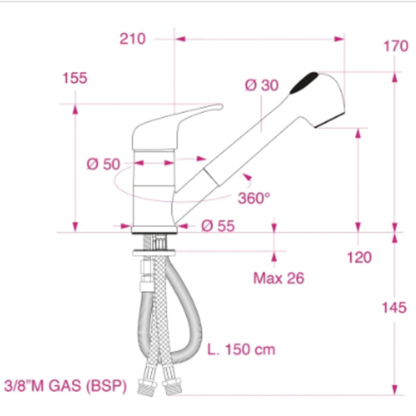 Barka etgrebsblandingsbatteri med brus, stor modell, MD6551