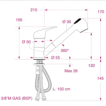 Barka etgrebsblandingsbatteri med brus, stor modell, MD6551