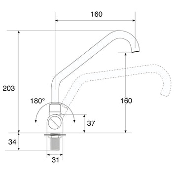 Barka enkelt hane forcromet til fodpumpe, høj BR0100