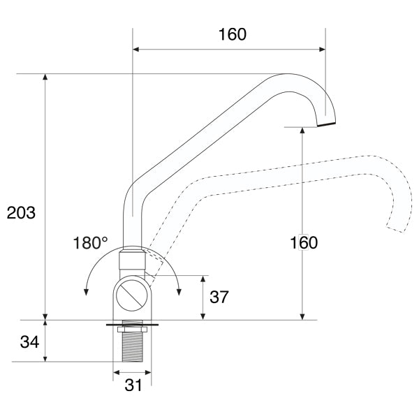Barka enkelt hane forcromet til fodpumpe, høj BR0100