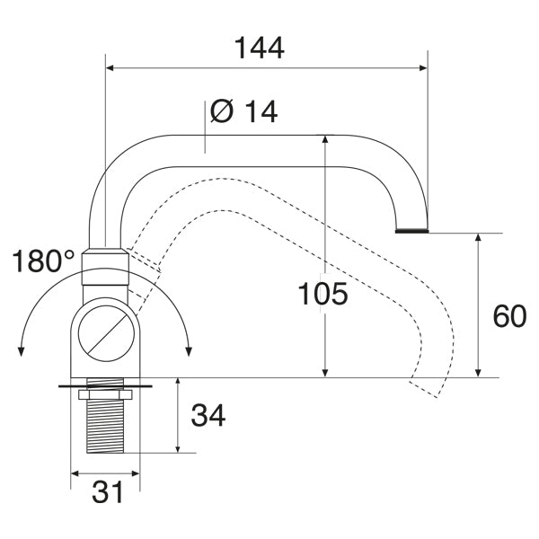 Barka enkelt hane forcromet til fodpumpe, lav BR0600